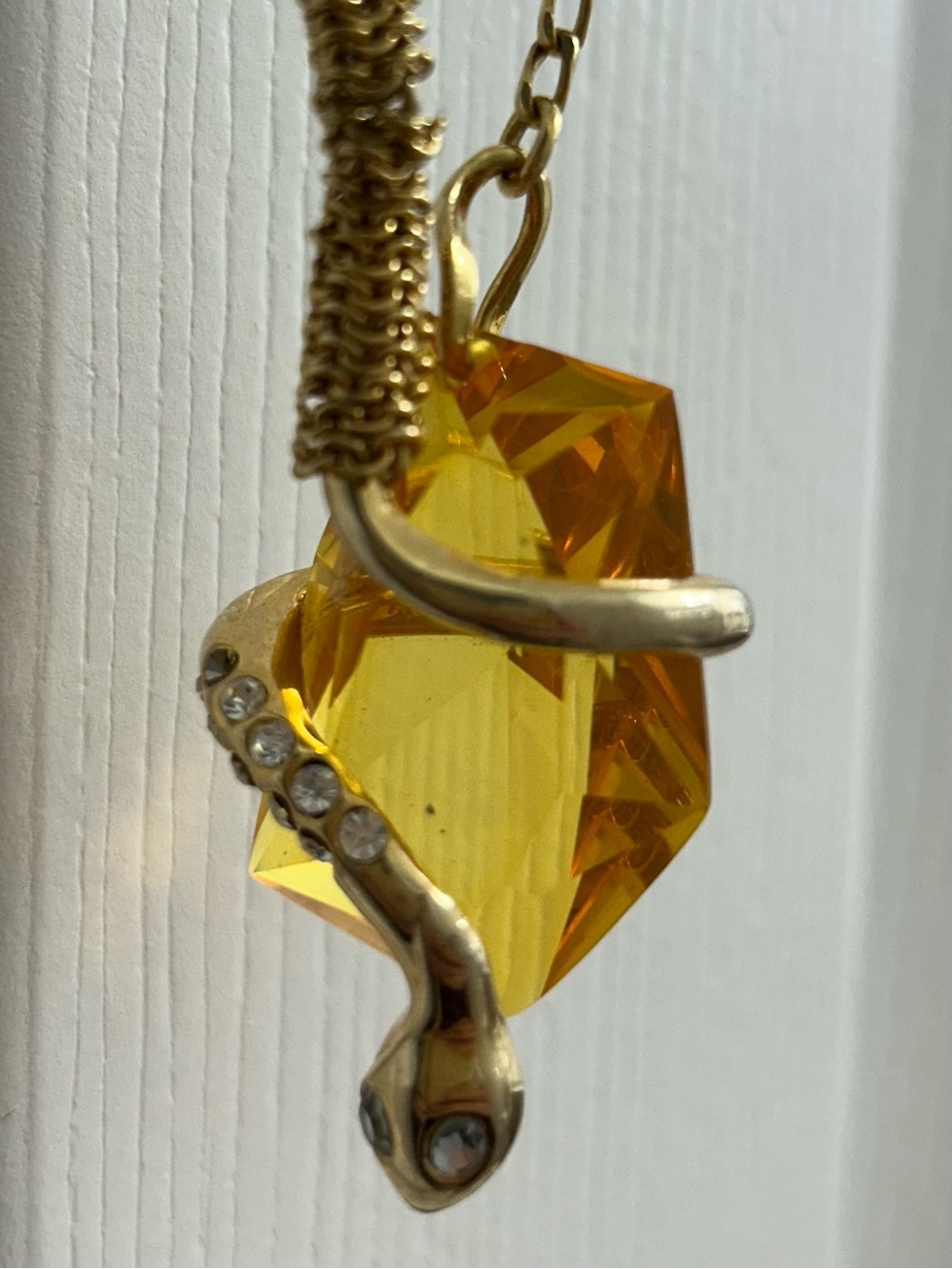 BCBG Gold-Tone Necklace with Yellow Crystal and Rhinestone Snake Accent